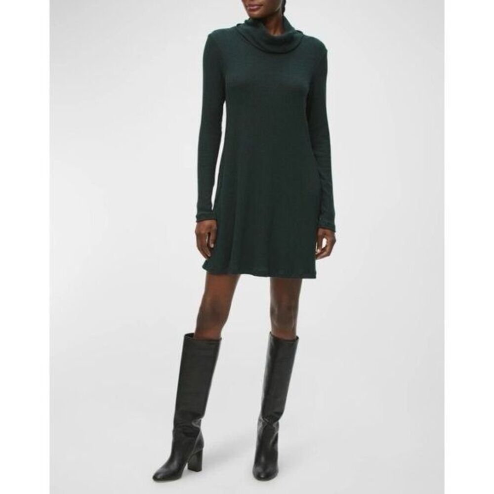 Michael Stars Hailee Rib Knit Turtleneck Dress Balsam Green Size XS